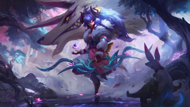 Woman sword dragon forest fan free wallpaper - medium preview image