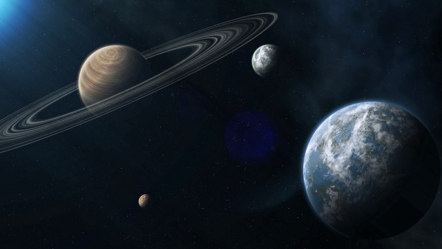 Earth sun planets space art free wallpaper - medium preview image
