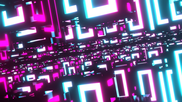 Colorful abstract lines squares cyberpunk #2 free wallpaper - medium preview image