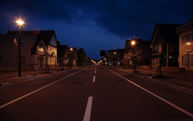 Street night buildings light side #2 free wallpaper - medium preview image