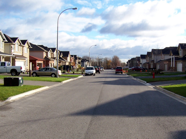 Street houses cars cloudy blue free wallpaper - medium preview image