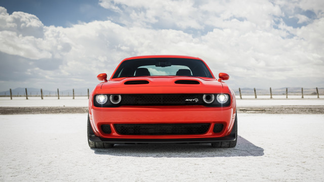 Red car beach cloudy sky free wallpaper - medium preview image