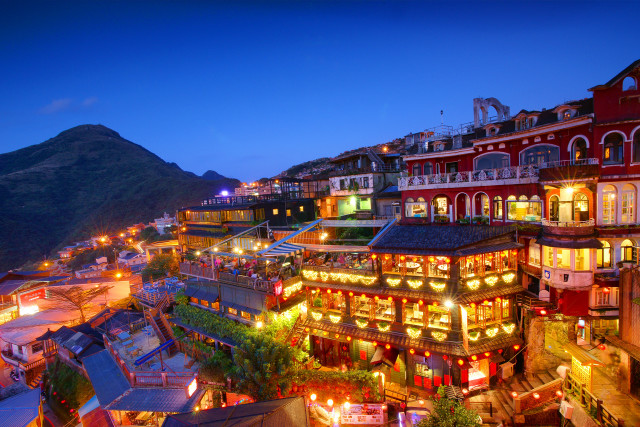 City buildings lights night mountains free wallpaper - medium preview image