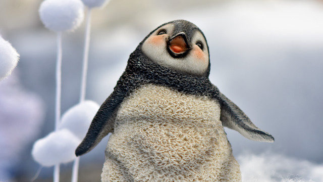 Penguin hat scarf snowballs ambient free wallpaper - medium preview image