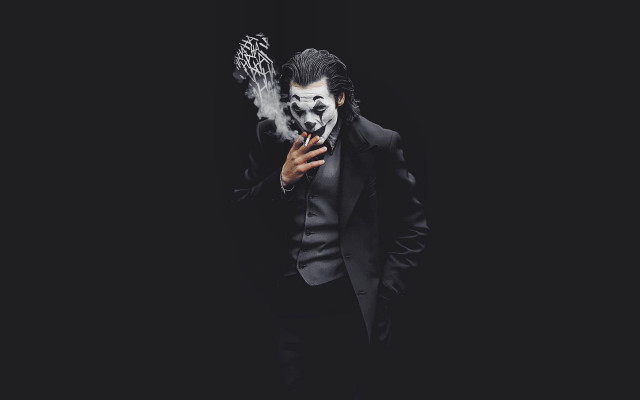 Man suit smoking mask portrait free wallpaper - medium preview image