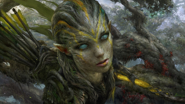 Woman tree bird blue eyes free wallpaper - medium preview image