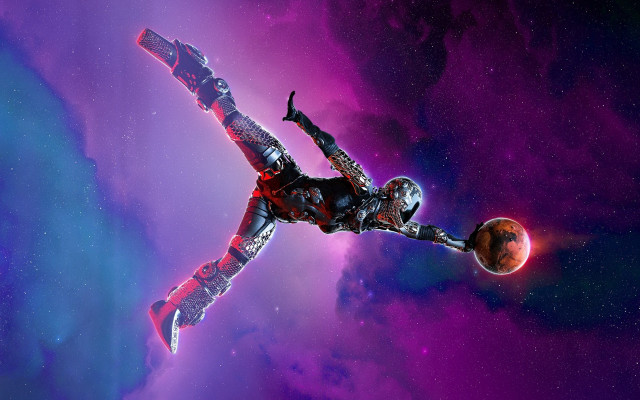 Astronaut red ball purple blue free wallpaper - medium preview image