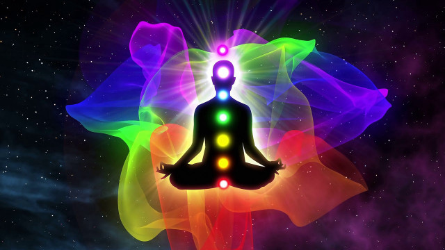 Lotus person rainbow hologram aurora free wallpaper - medium preview image