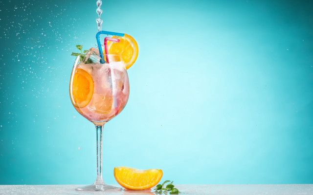Orange juice splash straw moon free wallpaper - medium preview image