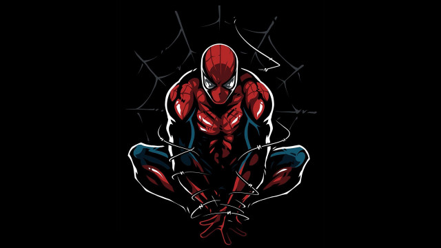 Spiderman sitting crossed legs web free wallpaper - medium preview image