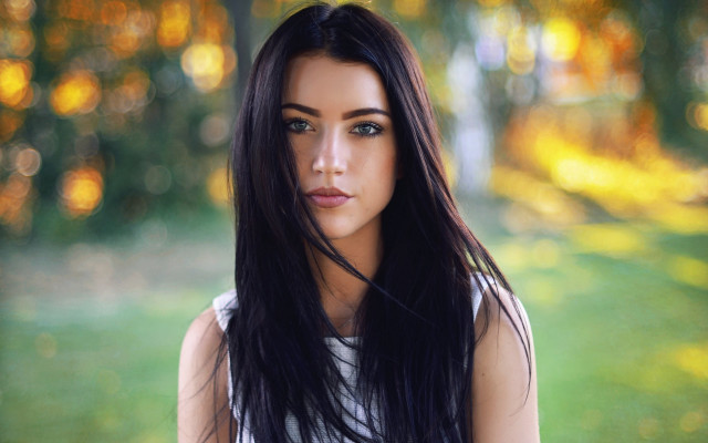 Woman longhair park blurry bokeh free wallpaper - medium preview image