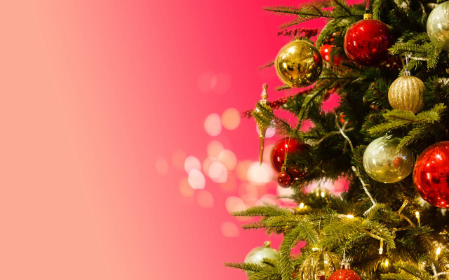 Christmas tree pink background ornaments free wallpaper - medium preview image