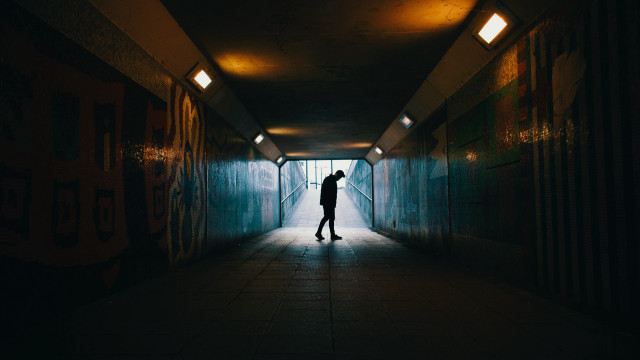 Tunnel figure light cinematic neoism free wallpaper - medium preview image