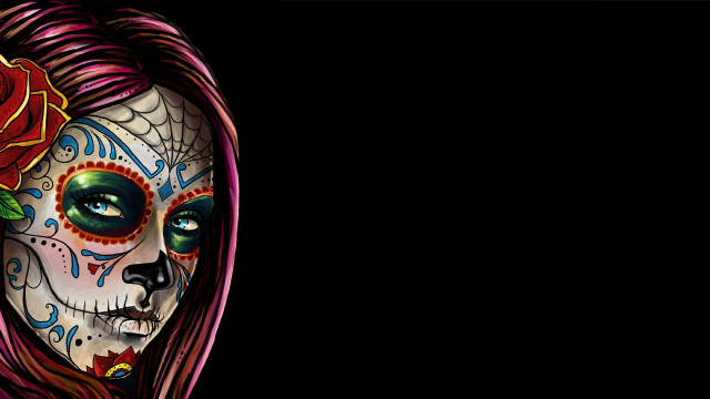 Woman rose sugar skull black free wallpaper - medium preview image
