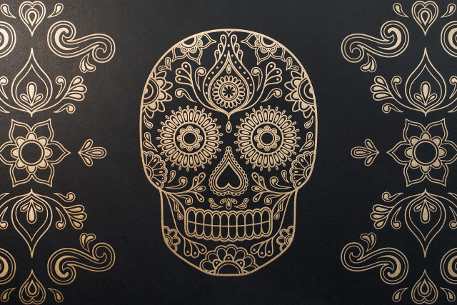 Gold black sugar skull ornate free wallpaper - medium preview image