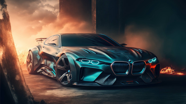 Blue car smoke flames dark free wallpaper - medium preview image