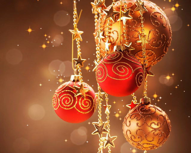 Christmas ornaments string brown background free wallpaper - medium preview image