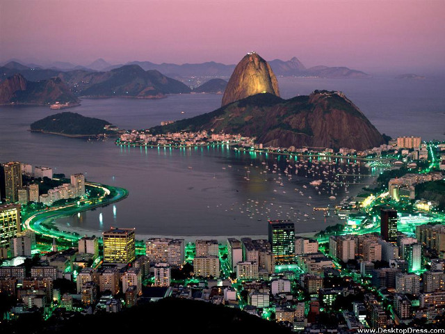 City mountain water night lit free wallpaper - medium preview image