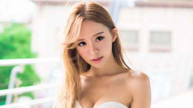 Woman longhair white dress balcony free wallpaper - medium preview image