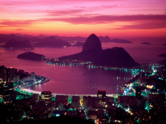 City night mountain water lights free wallpaper - medium preview image