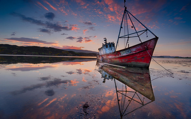 Lake reflection sunset cloudy sky free wallpaper - medium preview image