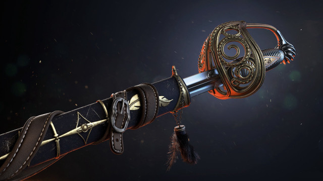 Sword decorative handle feather space free wallpaper - medium preview image
