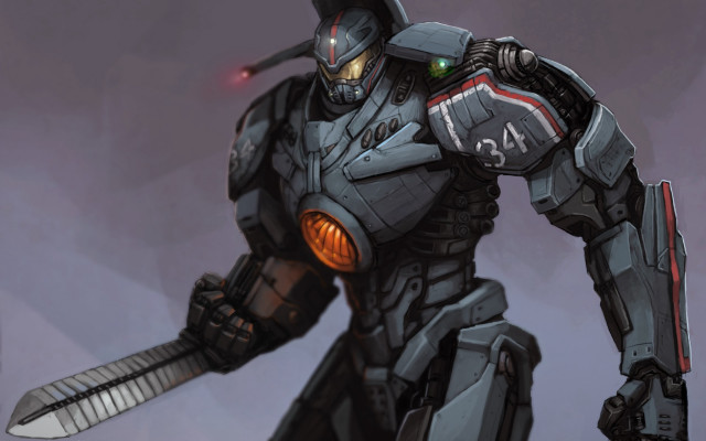 Robot sword helmet mecha glowing free wallpaper - medium preview image