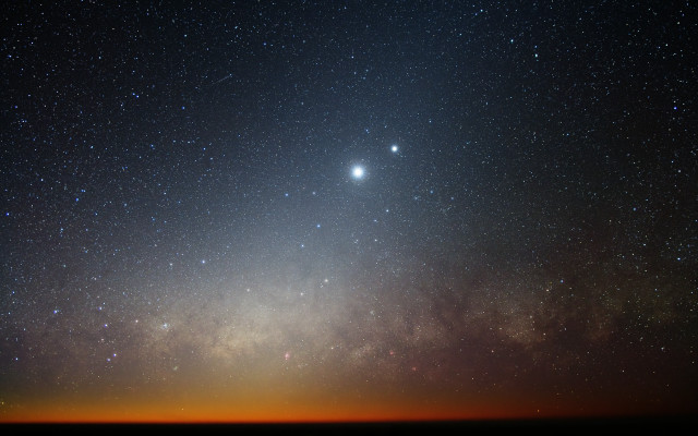 Night sky orange blue star free wallpaper - medium preview image