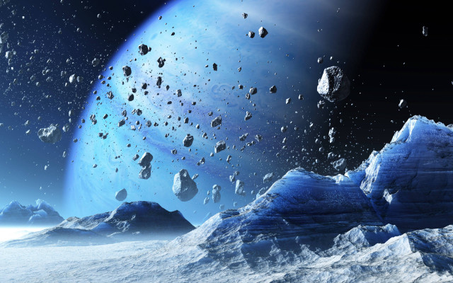 Space rocks snow blue planet free wallpaper - medium preview image