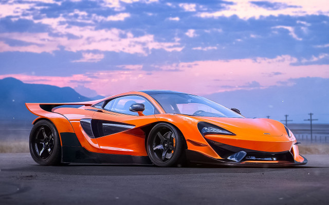 Orange sports car dusk cloudy free wallpaper - medium preview image
