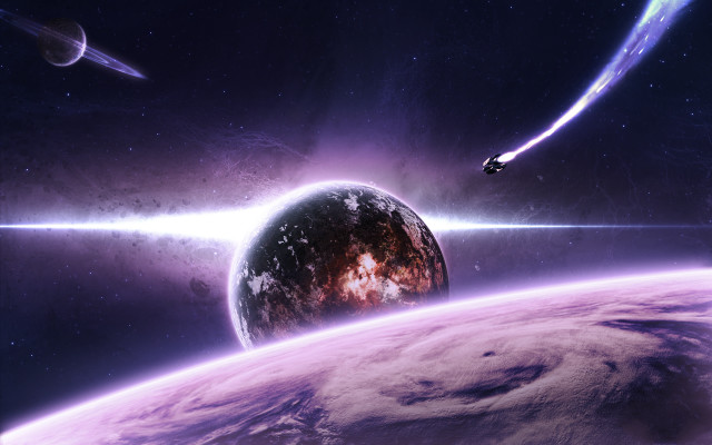 Space astronaut moon stars aurora free wallpaper - medium preview image