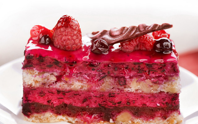 Cake raspberries chocolate plate fork free wallpaper - medium preview image