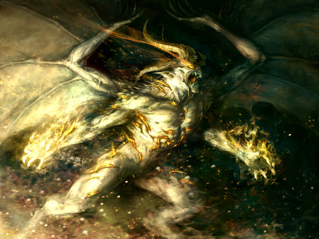 Demon painting demon body wings free wallpaper - medium preview image