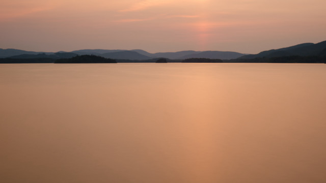 Sunset mountains water clouds evening free wallpaper - medium preview image