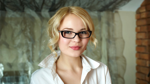 Blonde bespectacled portrait outdoors snow free wallpaper - medium preview image
