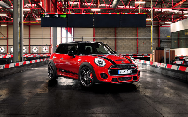 Red mini cooper garage striped free wallpaper - medium preview image