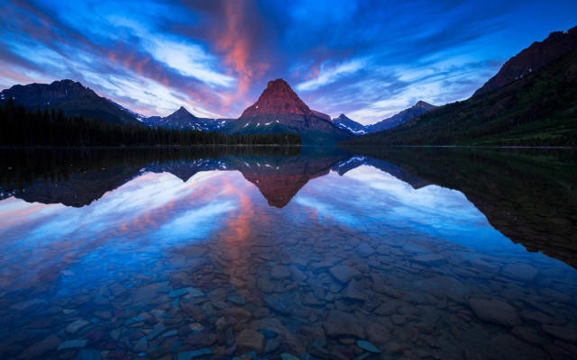 Mountain reflection sunset colorful sky #5 free wallpaper - medium preview image