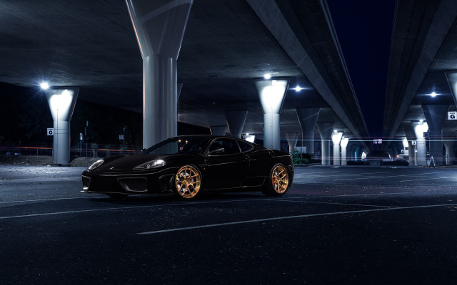 Black sports car night parking free wallpaper - medium preview image
