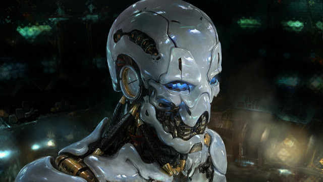 Robot blue eyes white body free wallpaper - medium preview image