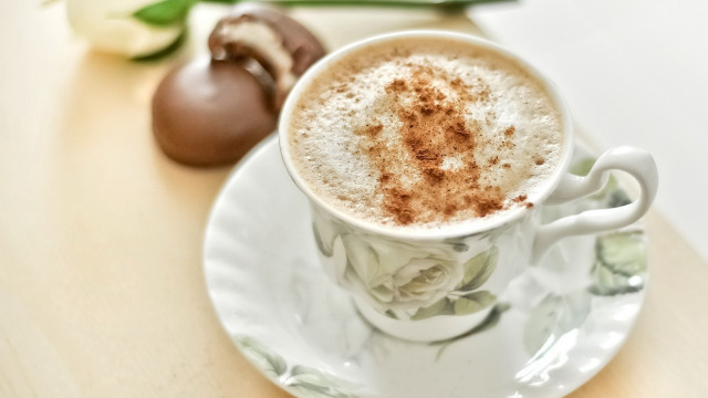 Coffee cinnamon saucer flower rococo free wallpaper - medium preview image