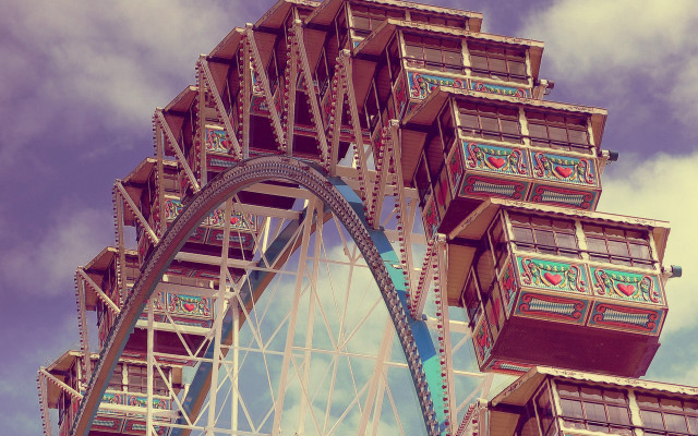 Ferris wheel clouds sky cityscape free wallpaper - medium preview image