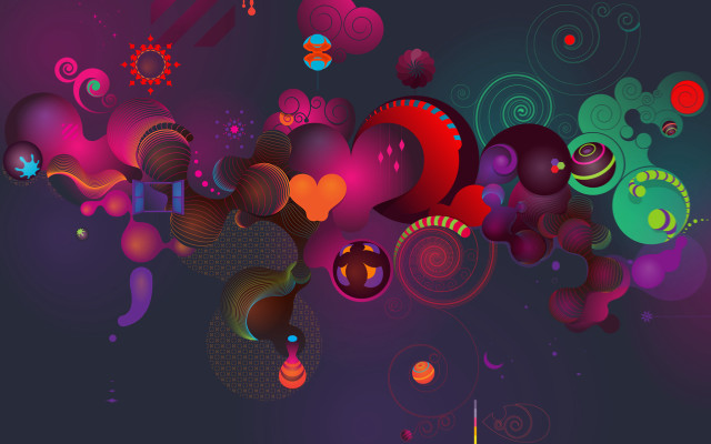Colorful abstract shapes heart spiral free wallpaper - medium preview image