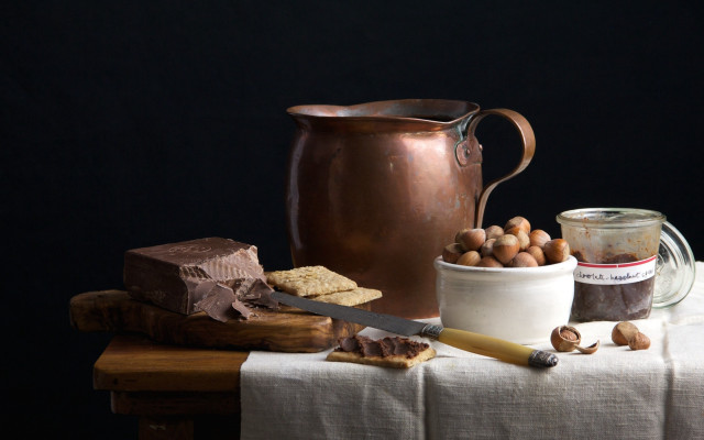 Chocolate pitcher nuts cookie stilllife free wallpaper - medium preview image