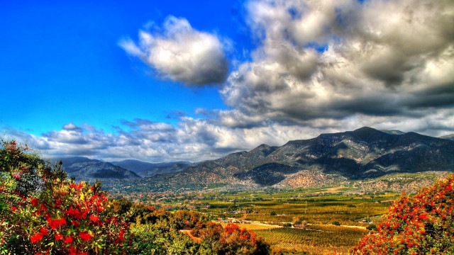 Scenic valley mountains clouds autumn free wallpaper - medium preview image