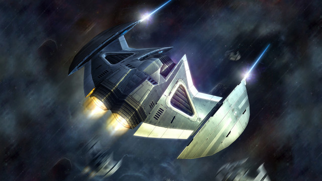 Spacecraft flying night sky stars free wallpaper - medium preview image