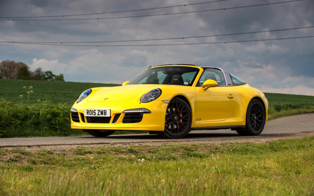 Yellow sports car road grass free wallpaper - medium preview image