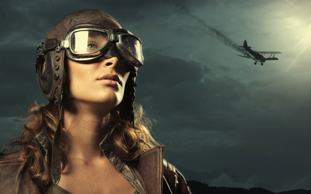 Pilot goggles plane sky military free wallpaper - medium preview image