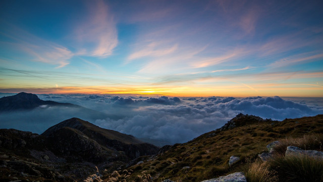 Mountain sunset clouds lake city free wallpaper - medium preview image