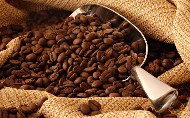 Coffee beans sack burlap scoop free wallpaper - medium preview image