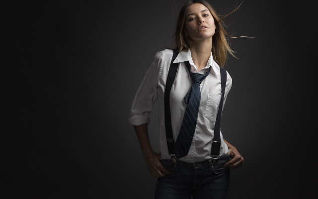 Woman tie suspenders portrait fashion free wallpaper - medium preview image